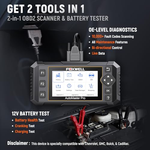 FOXWELL NT510 Pro fit for GM Scan Tool 2in1 OBD2 Scanner 12V Battery Tester All Systems Diagnostic BiDirectional Control Crankshaft Sensor Relearn fit for Chevrolet Buick Cadillac GMC - Image 3