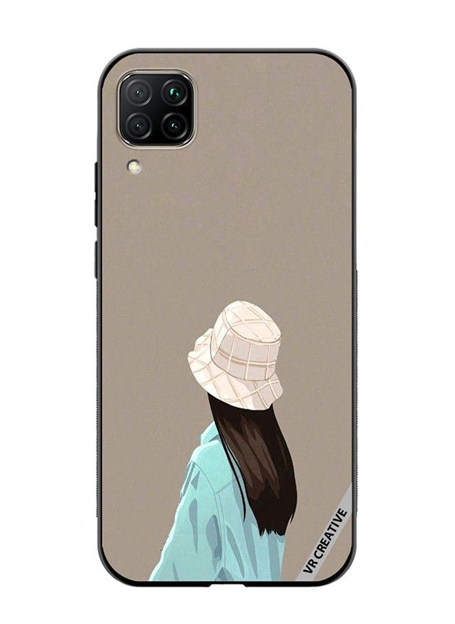 VR CREATIVE - Protective Case Cover For Huawei Nova 7i/P40 Lite Brown Hat Girl Design Multicolour - Image 1