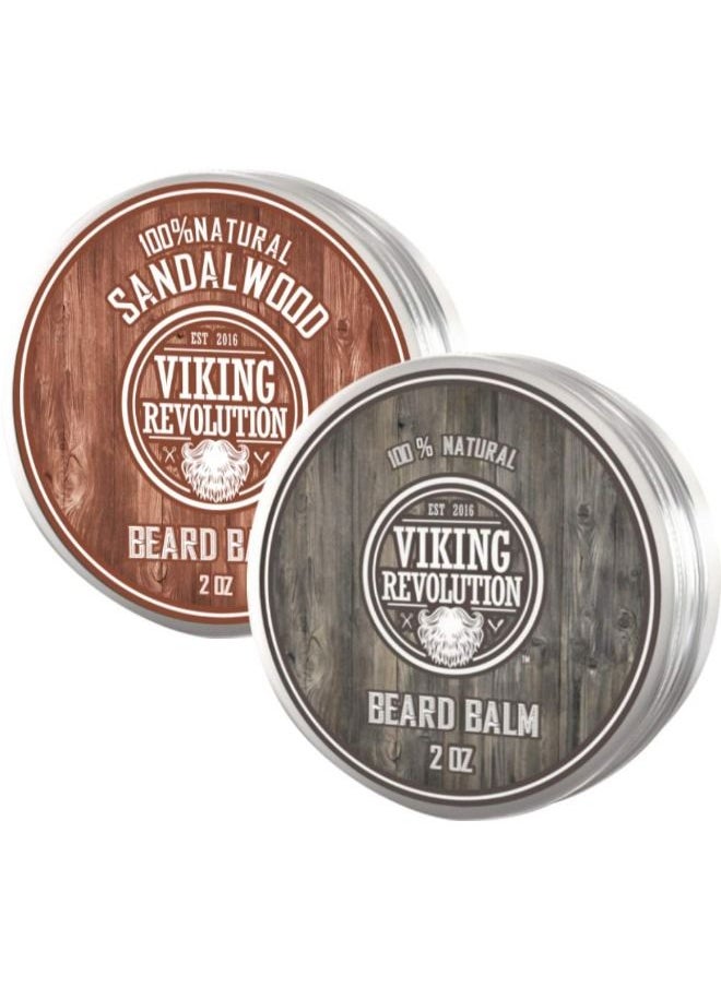 Viking Revolution - Beard Balm with Sandalwood and Natural Scent with Argan and Jojoba Oils - Styles and Strengthens and Softens Beards and Mustaches - Leave in Conditioner Wax for Men - Image 1