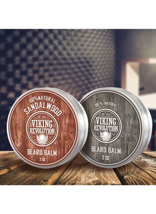 Viking Revolution - Beard Balm with Sandalwood and Natural Scent with Argan and Jojoba Oils - Styles and Strengthens and Softens Beards and Mustaches - Leave in Conditioner Wax for Men - Image 1