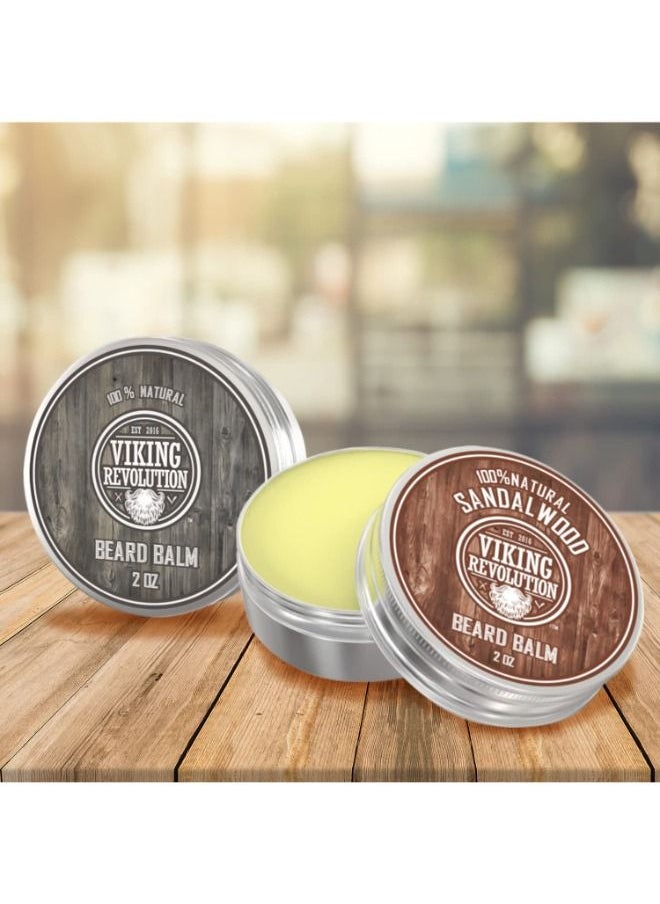 Viking Revolution - Beard Balm with Sandalwood and Natural Scent with Argan and Jojoba Oils - Styles and Strengthens and Softens Beards and Mustaches - Leave in Conditioner Wax for Men - Image 1