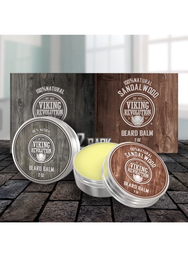 Viking Revolution - Beard Balm with Sandalwood and Natural Scent with Argan and Jojoba Oils - Styles and Strengthens and Softens Beards and Mustaches - Leave in Conditioner Wax for Men - Image 1