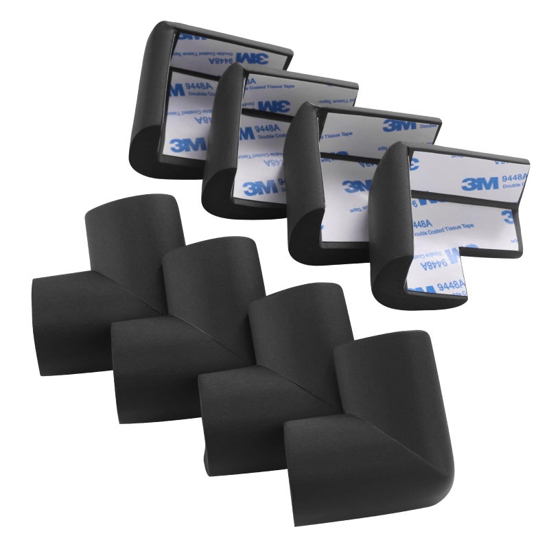 AIXMEET 8 Pack Soft Sponge Table Corners, Corner Protector Baby, Baby Proofing Corner Guards, Pre-Taped Furniture Corner Protectors, Child Safety Furniture Bumper, Corner Protectors for furniturey, Black - Image 2