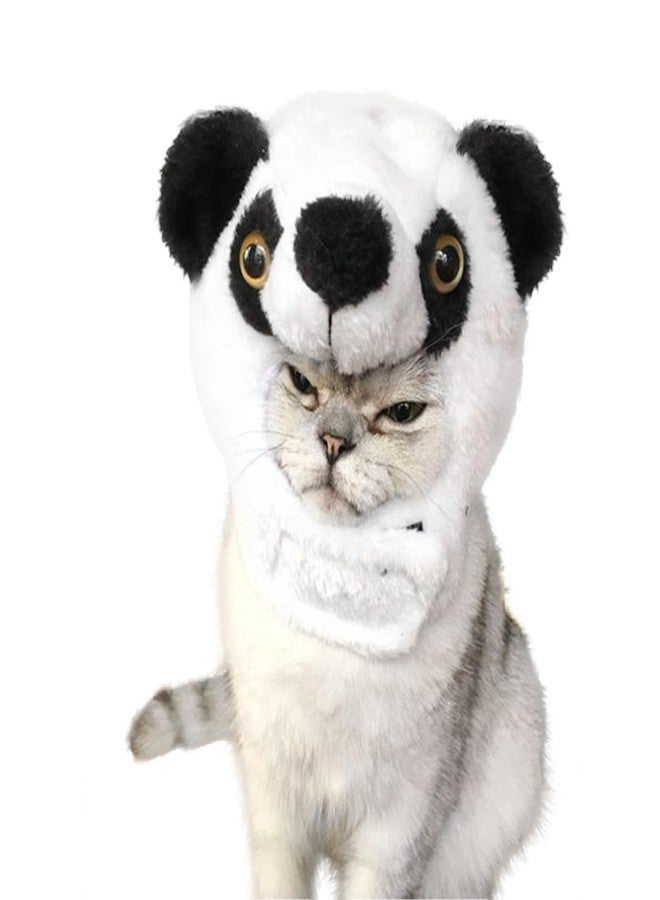 IPENNY Halloween Pet Costume Hat, Soft Plush Animal Headwear with Adjustable Straps for Small Cats & Dogs, Cute Headgear Accessories, 10-12 Inches (Panda) - Image 1