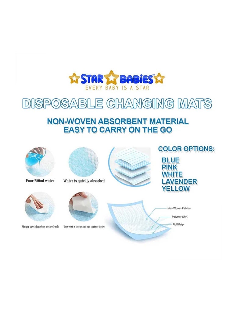Star Babies - Combo Pack of 2- Disposable Changing Mat Pack of 24 with Scented Bag (5 Pcs w/Dispenser) - Blue - Image 3