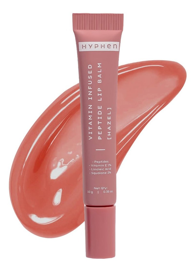 HYPHEN Vitamin-Infused Tinted Lip Balm - Hazel | For Dry, Flaky & Dark Lips | 24 Hrs Moisturization | Hydrates, Plumps & Repairs Moisture Barrier | Peptide Lip Balm for Women | Peachy Nude Shade - 10g - Image 1