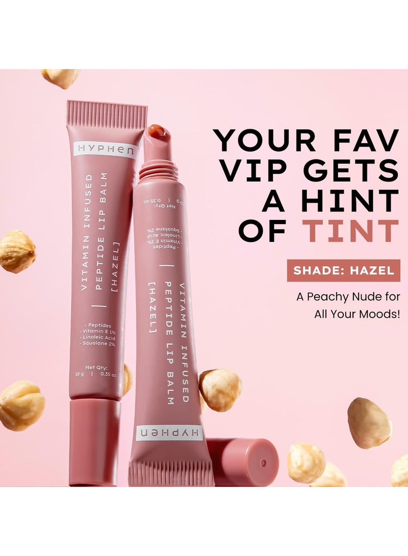 HYPHEN Vitamin-Infused Tinted Lip Balm - Hazel | For Dry, Flaky & Dark Lips | 24 Hrs Moisturization | Hydrates, Plumps & Repairs Moisture Barrier | Peptide Lip Balm for Women | Peachy Nude Shade - 10g - Image 3