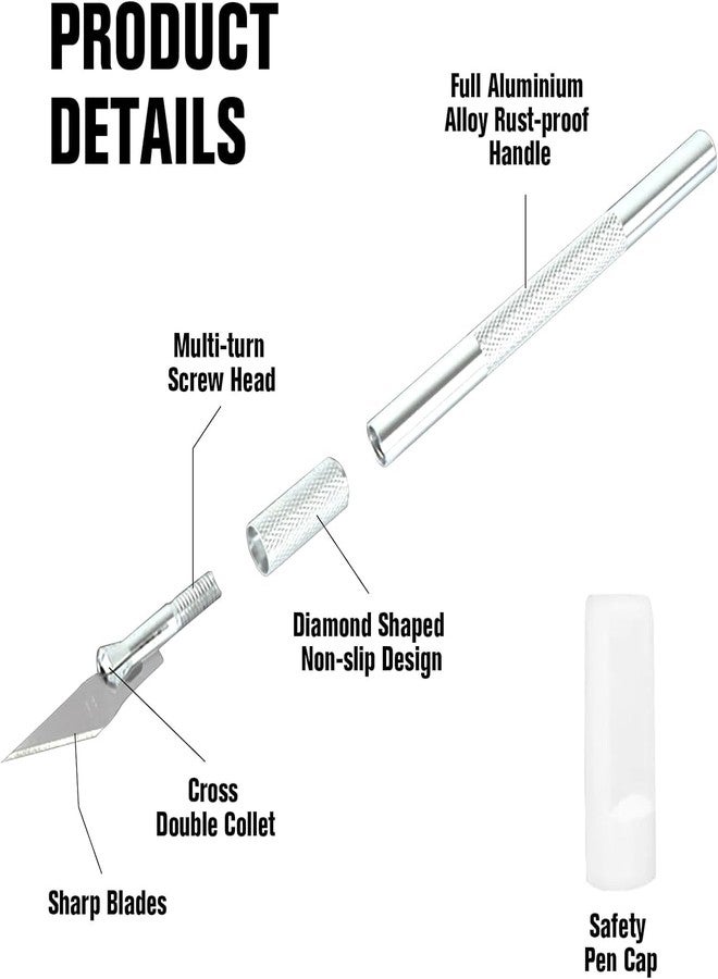 Qatalitic Detail Pen Cutter- Crafts Steel Cutter Tool with 5 Interchangeable Sharp Blades - Image 4