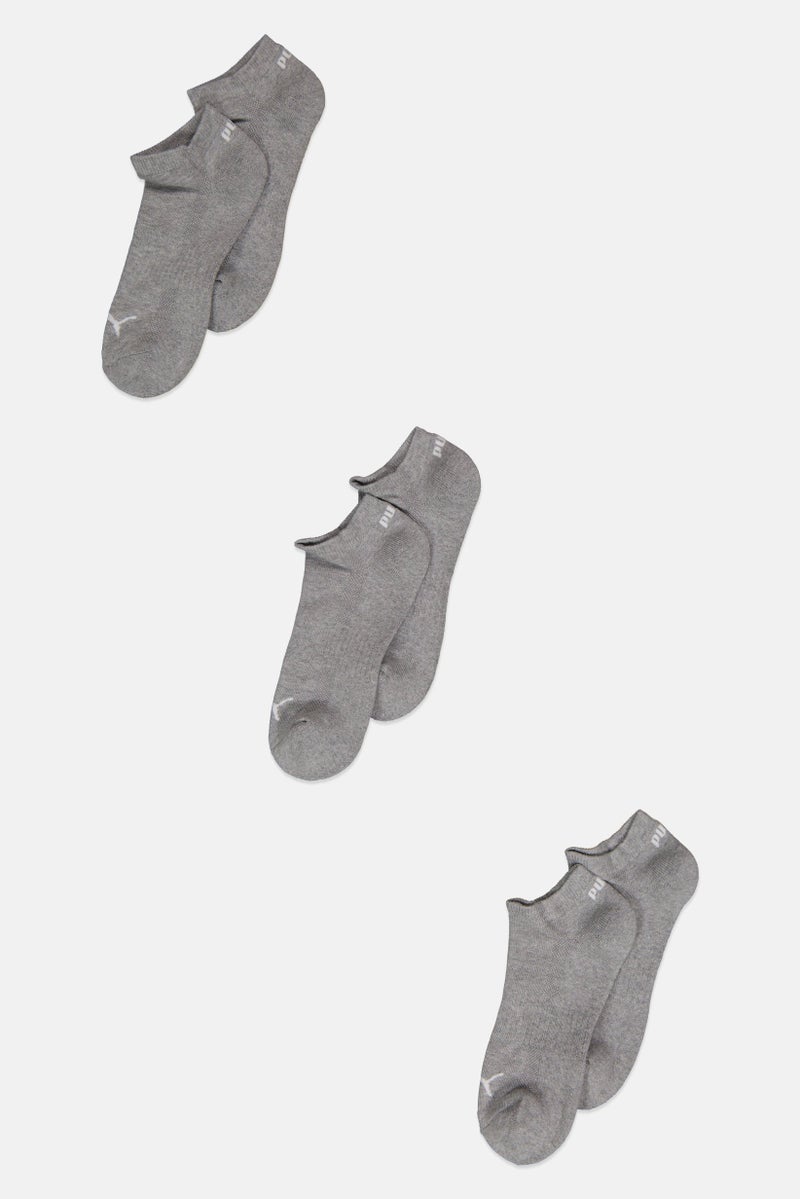 PUMA Kids Boy 3 Pair Brand Logo Ankle Socks, Grey  - Image 2