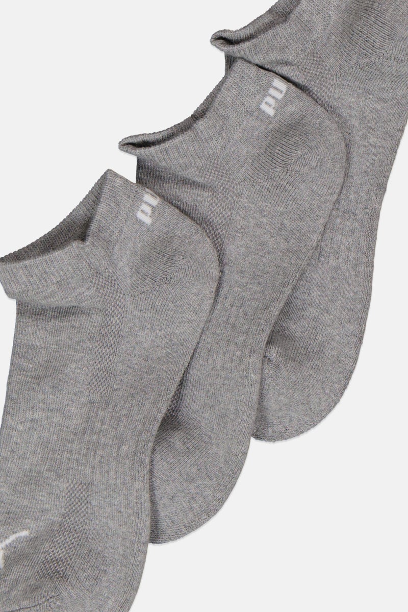 PUMA Kids Boy 3 Pair Brand Logo Ankle Socks, Grey  - Image 1
