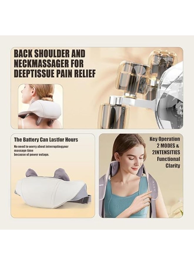 جهاز تدليك الرقبة والظهر اللاسلكي بتقنية 5D المبتكرة – وسادة مساج شياتسو كهربائية بالحرارة – آلة تدليك الأنسجة العميقة للأكتاف والأرجل وكامل الجسم – حل محمول للاستشفاء المنزلي - Image 2