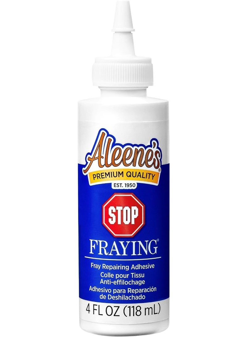 Aleene's Stop Fraying Fray Repairing Adhesive, Seam Sealing Glue for Frayed Edges on Fabric, 4 fl oz 4 Ounce