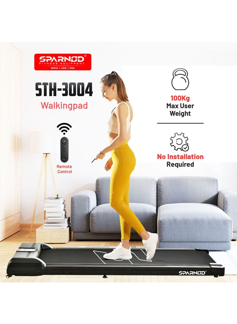 Sparnod Fitness - Sparnod Fitness STH-3004 Walking Pad Treadmill for Home & Office Work & Walk 100% Assembled LED Display Remote Control Non-Slip Belt Shock Reduction Space-Saving Design BT Speakers جهاز مشي قابل للطي - Image 1