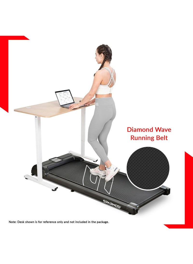 Sparnod Fitness - Sparnod Fitness STH-3004 Walking Pad Treadmill for Home & Office Work & Walk 100% Assembled LED Display Remote Control Non-Slip Belt Shock Reduction Space-Saving Design BT Speakers جهاز مشي قابل للطي - Image 1