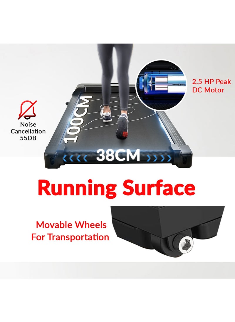 Sparnod Fitness - Sparnod Fitness STH-3004 Walking Pad Treadmill for Home & Office Work & Walk 100% Assembled LED Display Remote Control Non-Slip Belt Shock Reduction Space-Saving Design BT Speakers جهاز مشي قابل للطي - Image 1