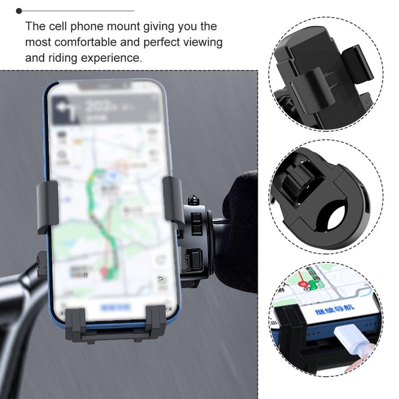 Motorcycle Phone Holder Handlebar Mount For Navigation Compatible With Smartphones And Scooters Sturdy Clamp Cell Phone Holder For Riders - Image 4