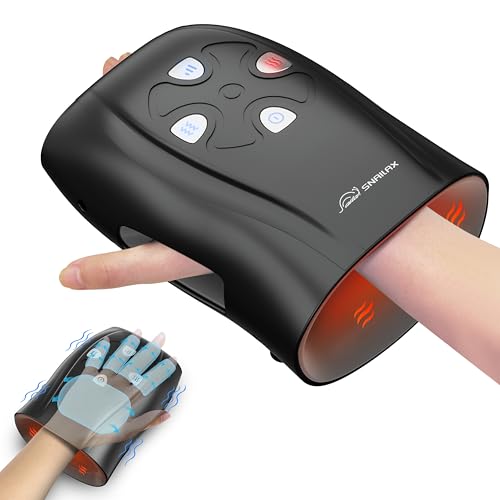Snailax Hand Massager with Heat and Compression Vibration Cordless Hand Massager for Arthristis Carpal Tunnel Gifts for Women Men MomBlack