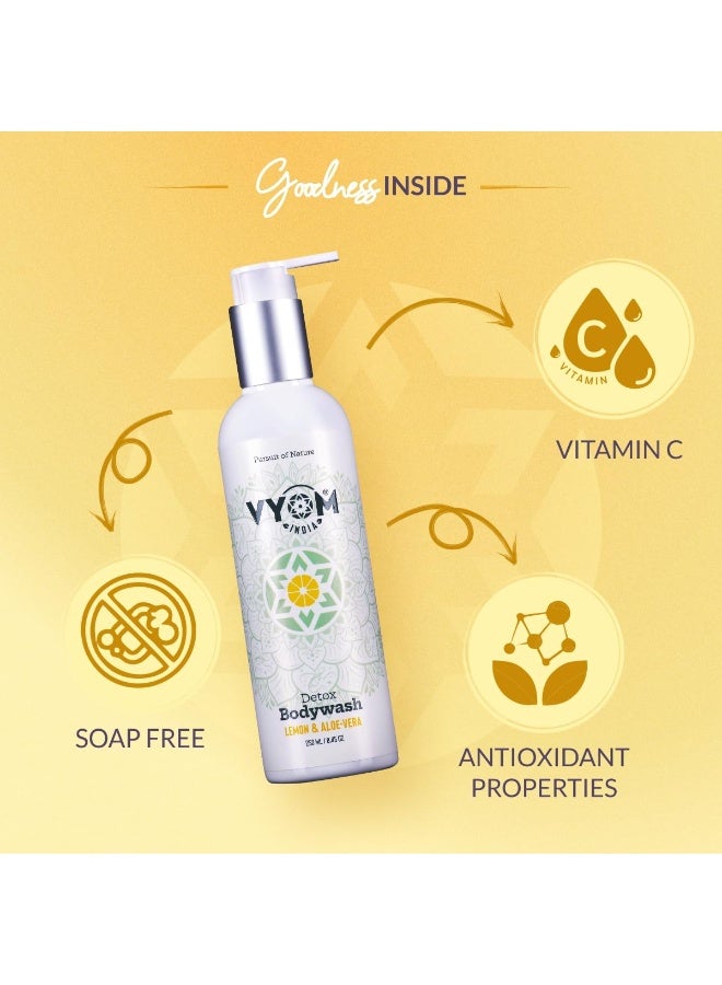 VYOM India Body Care Combo Detox Body Wash(250ml) + Rose Water Spray(100ml) + Acne Face Wash(100ml) For All Skin Type, Certified Purely Organic & Plant Based - Pack of 3 - Image 5