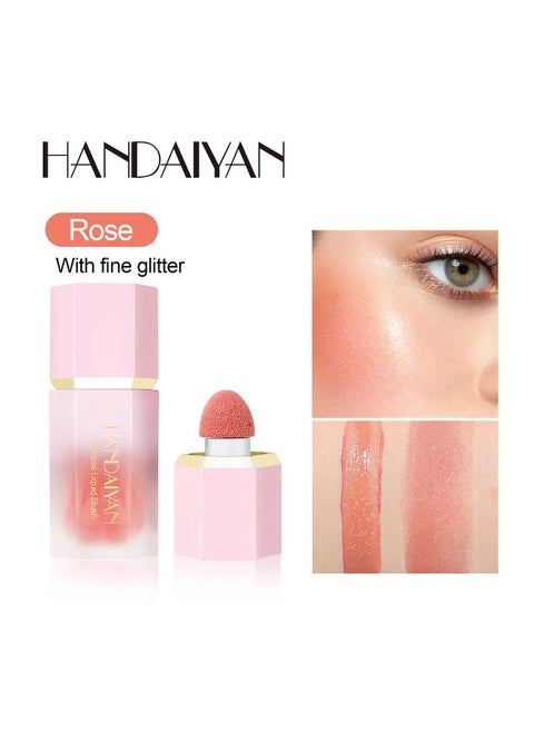 Mousse Liquid Blush For Cheeks Cream Face Blusher Stick with Sponge Palette Bronzer Highlighter Shape Contour Moisturizing And Breathable Matte Finish Long-wearing Waterproof For Women Makeup