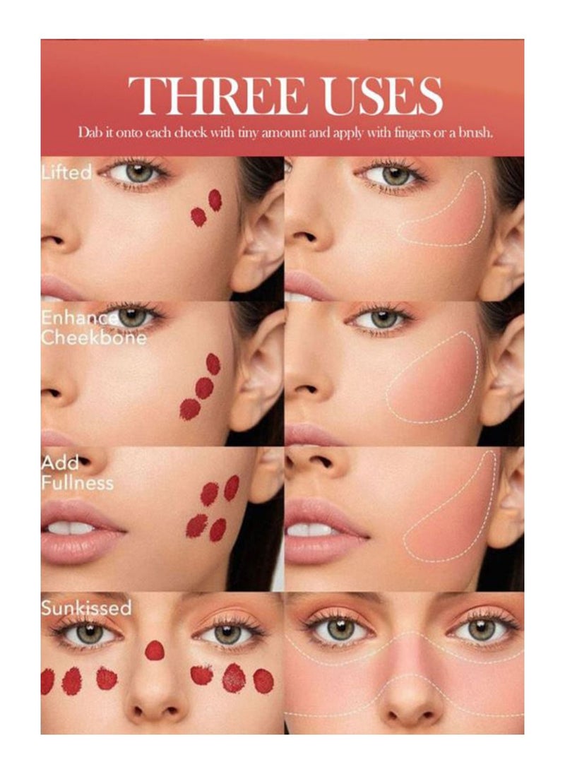 Handaiyan Mousse Liquid Blush For Cheeks Cream Face Blusher Stick with Sponge Palette Bronzer Highlighter Shape Contour Moisturizing And Breathable Matte Finish Long-wearing Waterproof For Women Makeup  - Image 3