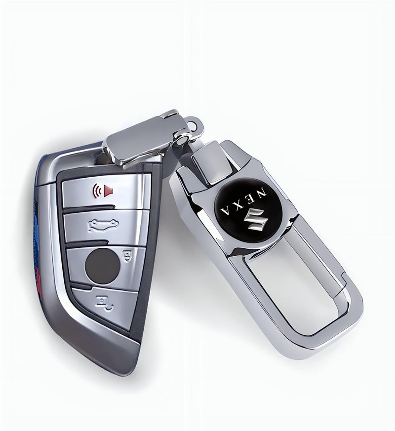Greenworld Silver Color Fob Key Heavy Duty Keychain Compatible With Nex-a Baleno/Ignis/Scross/Grand Vitara And All Car Model With Ne-xa Logo (Silver) - Image 3