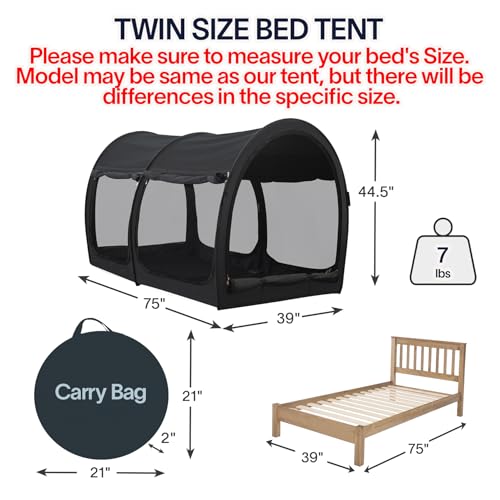 LEEDOR Bed Canopy Bed Tents Dream Tents Privacy SpaceSleeping Tents Indoor Pop Up Portable FrameMosquito Net Curtains Breathable Reducing Light Air Ventilation 2in1 New Version Twin - Image 3