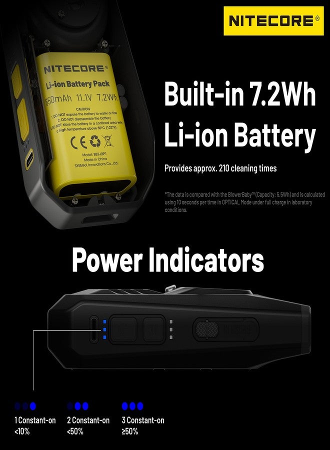 Nitecore BB21 Electronic Photography Air Blower, 33.6W Motor, 2.7kPa, 80km/h, Polycarbonate, BB21 Part Number, Includes Brush, Dust Cap, USB-C Cable, NITECORE Keychain Tag - Image 4