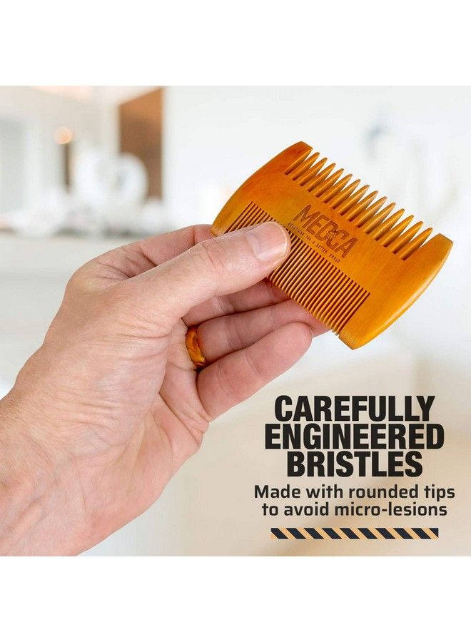 MEDca Wooden Beard Comb With Leather Case Handcrafted Solid Beechwood Beard Mustache And Head Hair Pocket Combs For Men Dual Action Fine & Coarse Teeth Perfect For Conditioner Oils And Beard Balms - Image 3