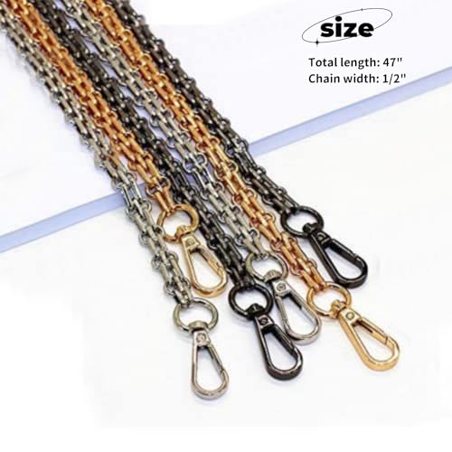 LONG TAO 47" DIY Iron Chain Strap Handbag Chains Accessories Purse Straps Shoulder Cross Body Replacement Straps (Gold) - Image 2