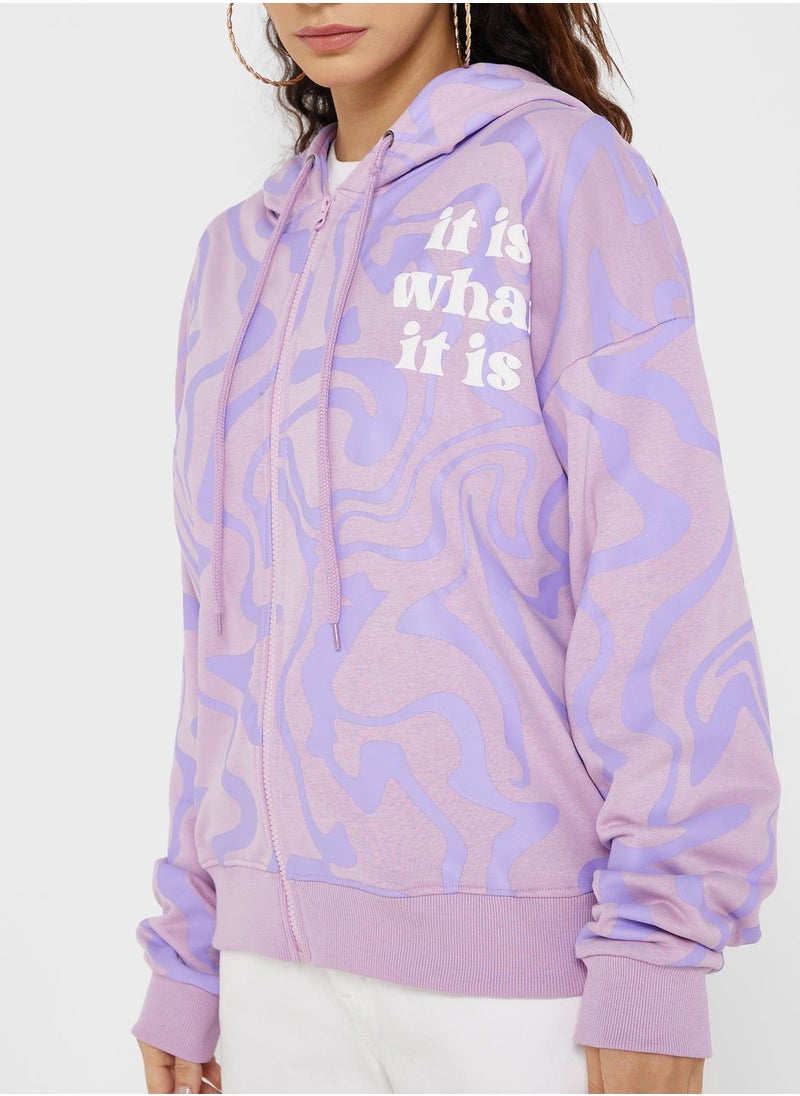 Ginger - Graphic Zip Thru Hoodie - Image 1
