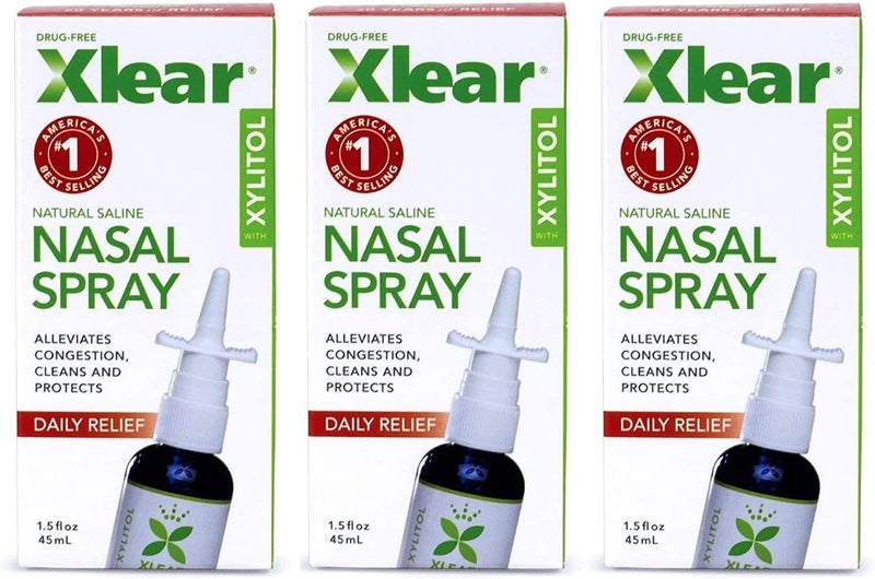 Xlear Xlear Nasal Spray, Natural Saline Nasal Spray with Xylitol, Nose Moisturizer for Kids and Adults, 1.5 fl oz (Pack of 3)