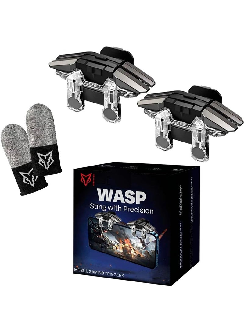 سارافوكس مجموعة مشغلات هواتف خلوية Wasp K5 مع 4 أزرار متعددة الوظائف + قفازات احترافية للاعبين - Image 1