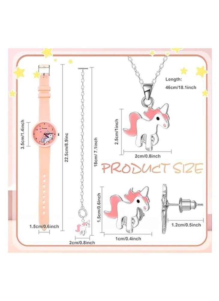 Kids Unicorn Watch, Waterproof Toddler Digital Watch, Cartoon Wrist Watches Necklace Bracelet Earrings to School Gift Birthday Gift for 3 to 10 Year Girls - Image 2
