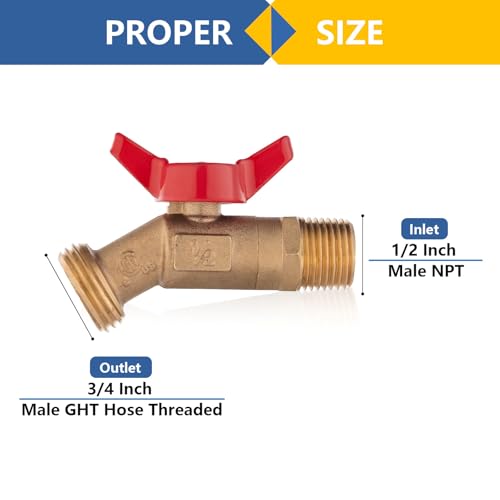 GUOFIS Outdoor Garden Spigot14 Turn Sillcock Hose Bibb FaucetValve12 Male NPT Inlet x 34 Male GHT Threaded Garden Hose OutletConnector5PackRedBOILER0035Pack - Image 3