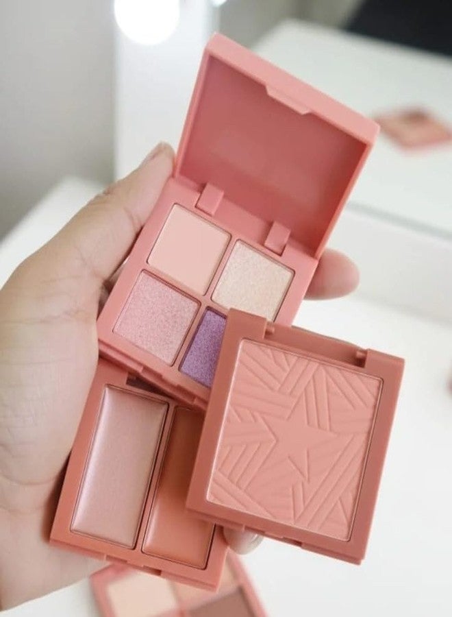 FIRSTZON (3IN1) 4 Color Eyeshadow Palette with 2 color Cream blush and 1 blush powder, Matte and Shimmer Finish, Pink and Neutral Tones, Travel-Friendly, 11.5g - Image 1