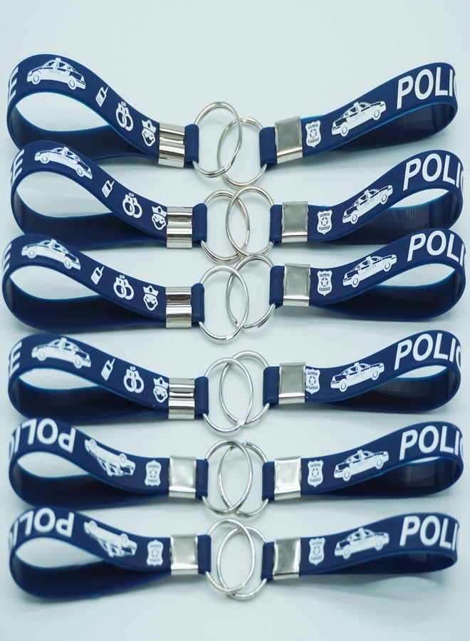 ATSMOICY 24 Pieces Police Party Silicone Keychains Rubber Keyrings - Police Birthday Party Favors Supplies Decorations Graduation Halloween Goodie Bag Favor Stuffer Stretchable Silicone Keychain - Image 2
