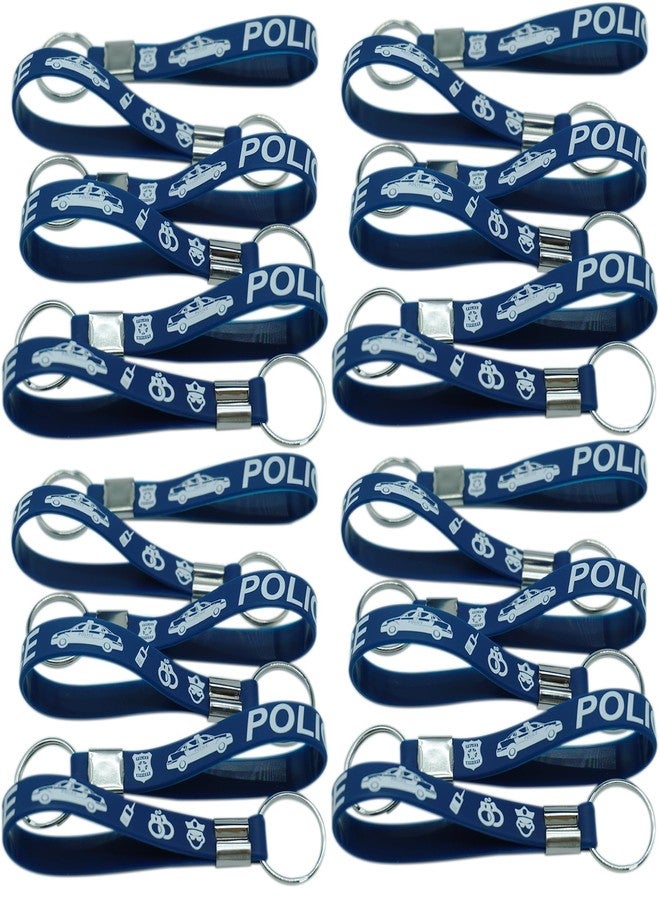 ATSMOICY 24 Pieces Police Party Silicone Keychains Rubber Keyrings - Police Birthday Party Favors Supplies Decorations Graduation Halloween Goodie Bag Favor Stuffer Stretchable Silicone Keychain - Image 1