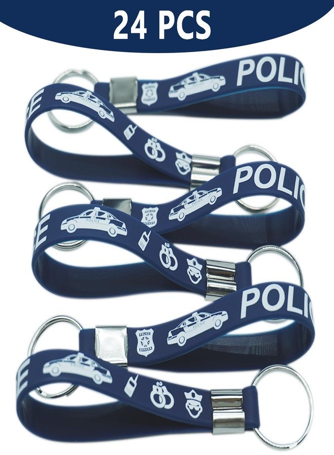 ATSMOICY 24 Pieces Police Party Silicone Keychains Rubber Keyrings - Police Birthday Party Favors Supplies Decorations Graduation Halloween Goodie Bag Favor Stuffer Stretchable Silicone Keychain - Image 5