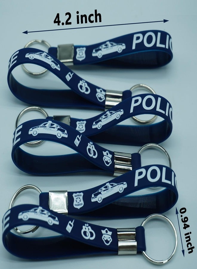 ATSMOICY 24 Pieces Police Party Silicone Keychains Rubber Keyrings - Police Birthday Party Favors Supplies Decorations Graduation Halloween Goodie Bag Favor Stuffer Stretchable Silicone Keychain - Image 4