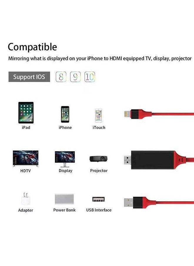 LCYLJGY - [Apple MFi Certified] Lightning to HDMI Adapter Cable Compatible with iPhone to HDMI 1080P Digital AV Converter for iPhone iPad iPod to TV Cord 6.6FT - Image 1