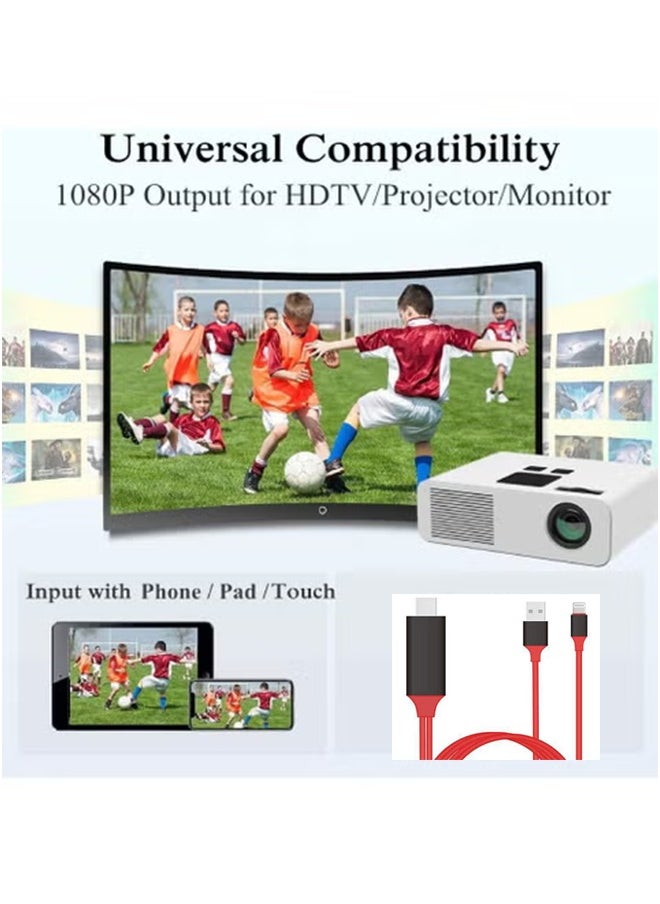 LCYLJGY - [Apple MFi Certified] Lightning to HDMI Adapter Cable Compatible with iPhone to HDMI 1080P Digital AV Converter for iPhone iPad iPod to TV Cord 6.6FT - Image 1