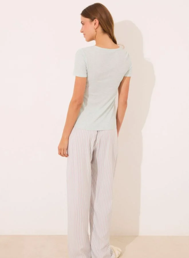 women'secret Striped ribbed viscose pyjamas