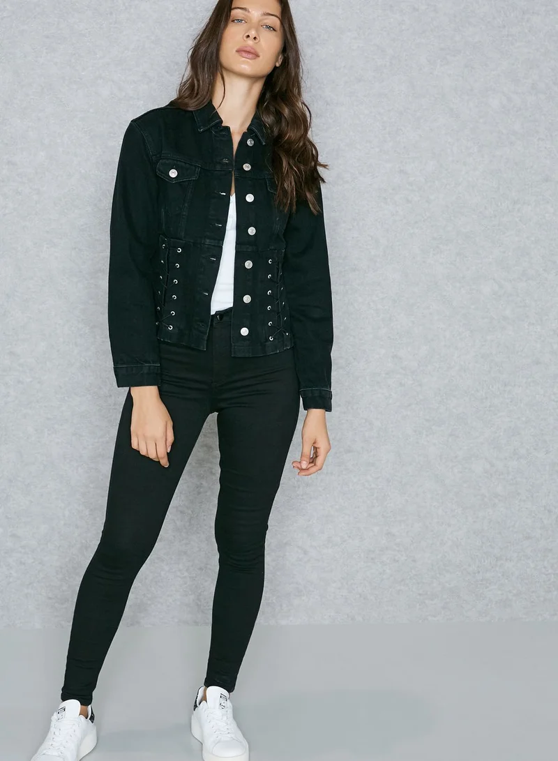TOPSHOP MOTO Corset Denim Jacket