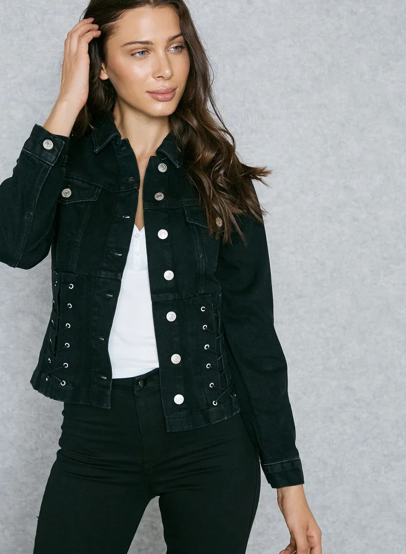 TOPSHOP MOTO Corset Denim Jacket