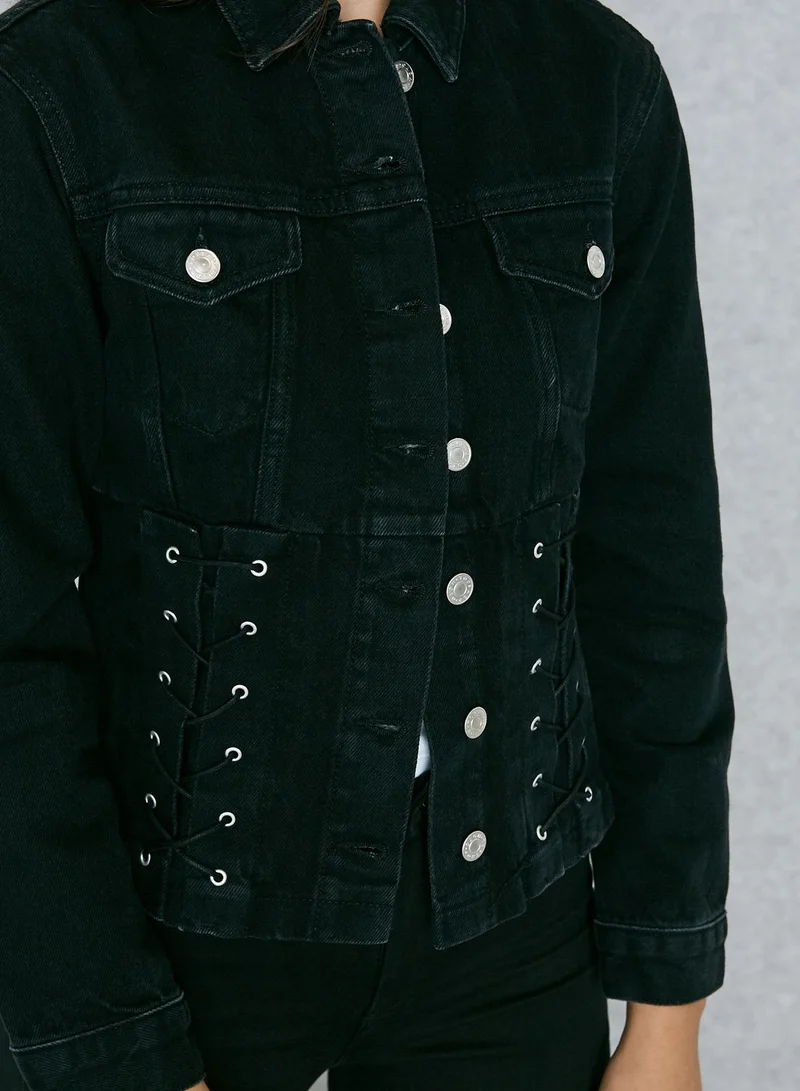 TOPSHOP MOTO Corset Denim Jacket