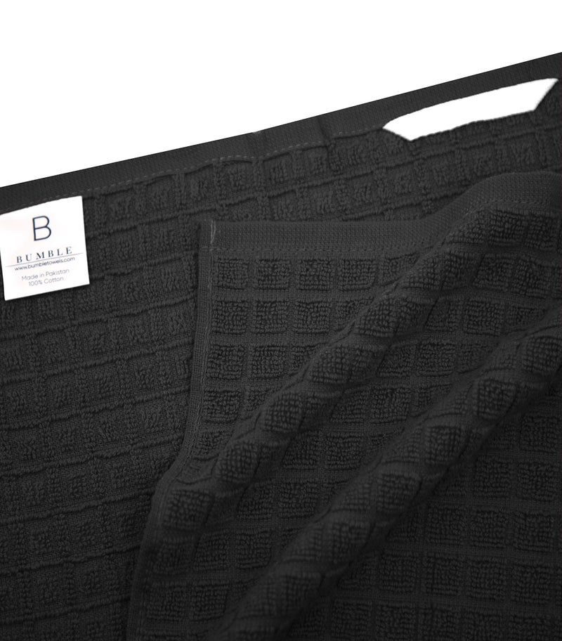 Bumble Towels Premium Kitchen Towels (20”x 28”, 6 Pack) | Large Cotton Dish Towels | Flat & Terry Highly Absorbent Kitchen Linen Set with Hanging Loop | Black Check - Image 4