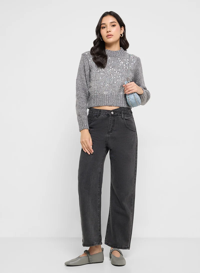 جينجر Shimmer Metallic Melange Sweater