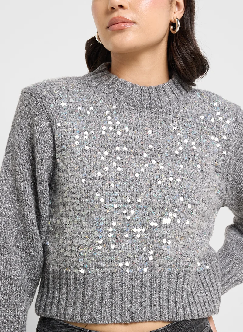 جينجر Shimmer Metallic Melange Sweater