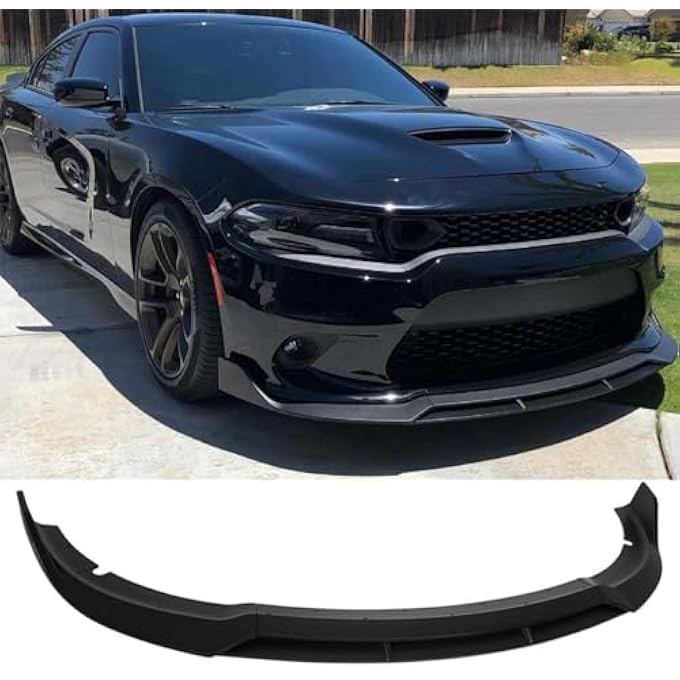 MUTUSAISI Front Bumper Lower Lip Splitter Kit Compatible with 2015-2023 Dodge Charger SRT RT Style Matte Black - Image 1