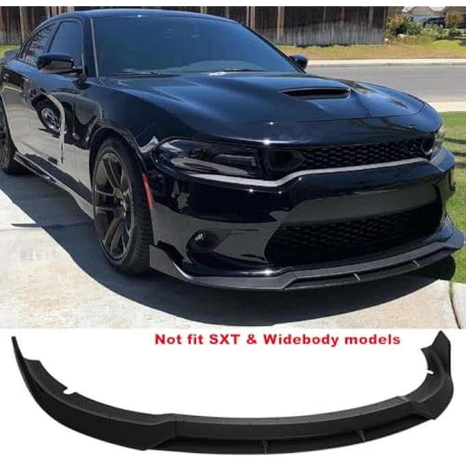 MUTUSAISI Front Bumper Lower Lip Splitter Kit Compatible with 2015-2023 Dodge Charger SRT RT Style Matte Black - Image 4